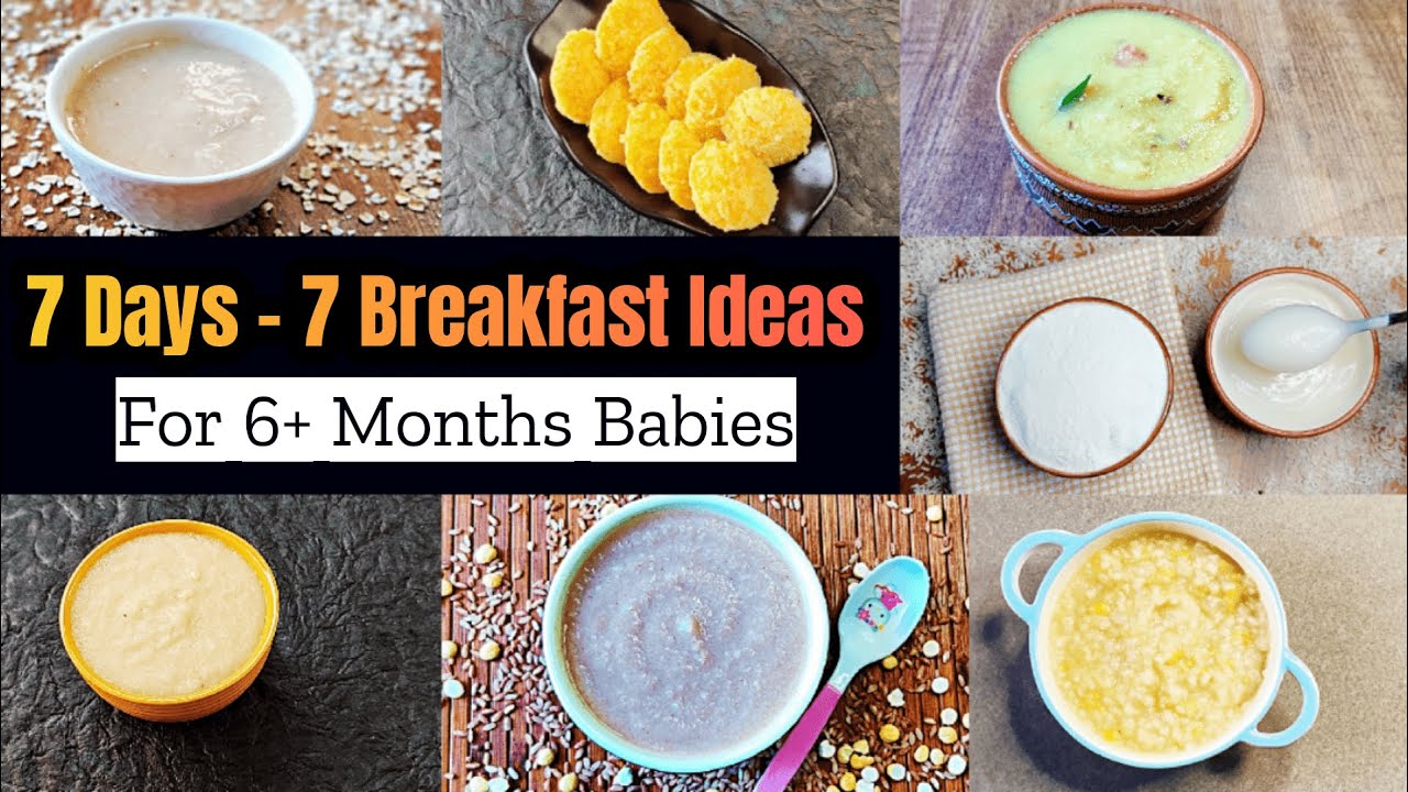 7 Days - 7 Breakfast Ideas For Babies/ 6+ Months Baby food/ Breakfast Recipes For 6-12 months Babies