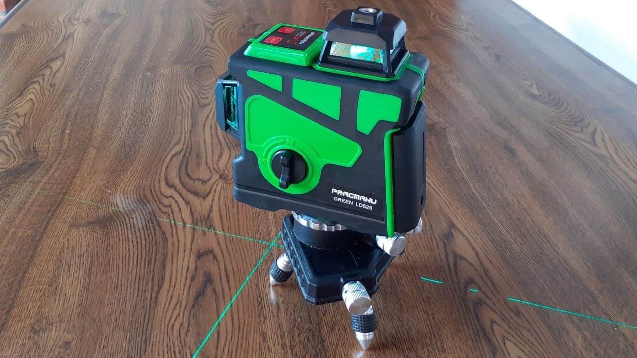 Nível a laser 3D 12 linhas luz verde Pracmanu Green LD525 unboxing