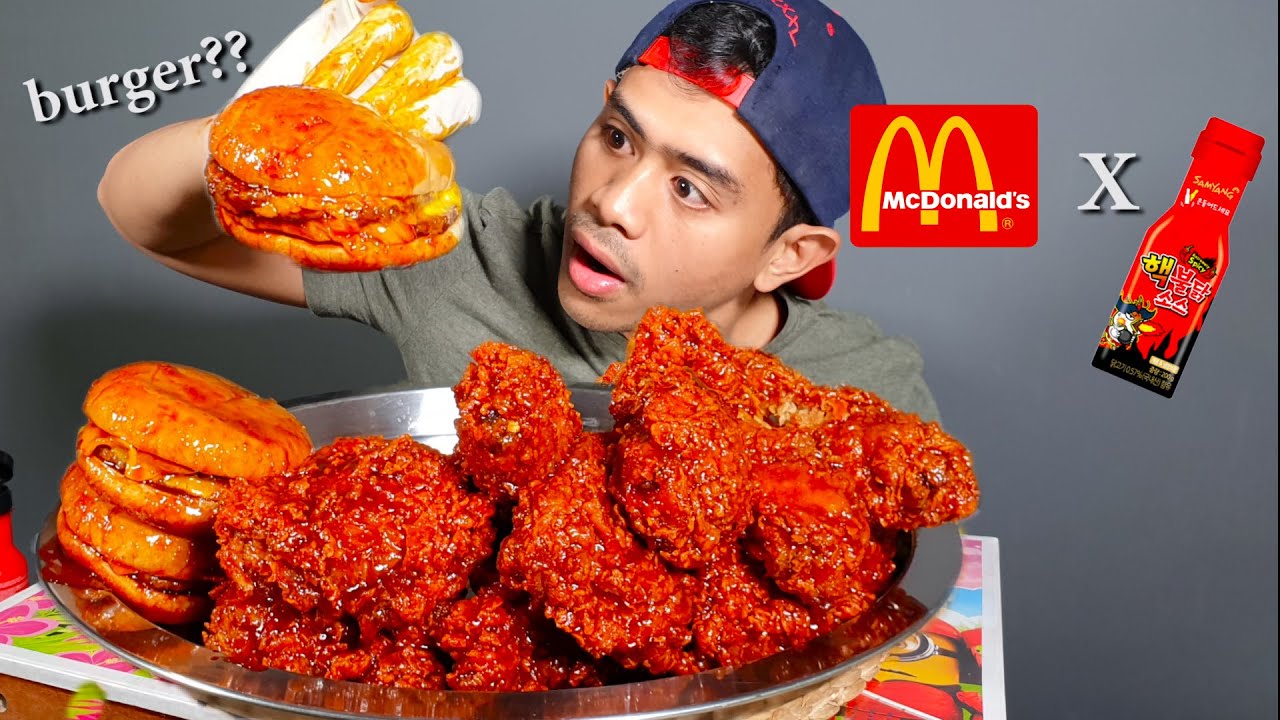 GILA!!! 10 AYAM DAN 3 CHEESE BURGER MCDONALD PAKE 2 BOTOL SAOS SAMYANG NUCLEAR 4X LEBIH PEDES