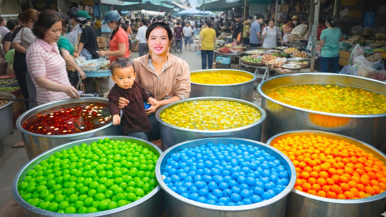 Banh Troi Process: How to Make Colorful Vietnamese Banh Troi to Sell at Walking Street