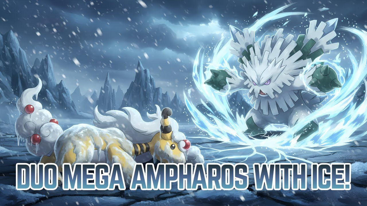 DUO! Mega Ampharos FREEZED by Mega Abomasnow Ice Power! Hundo Get!