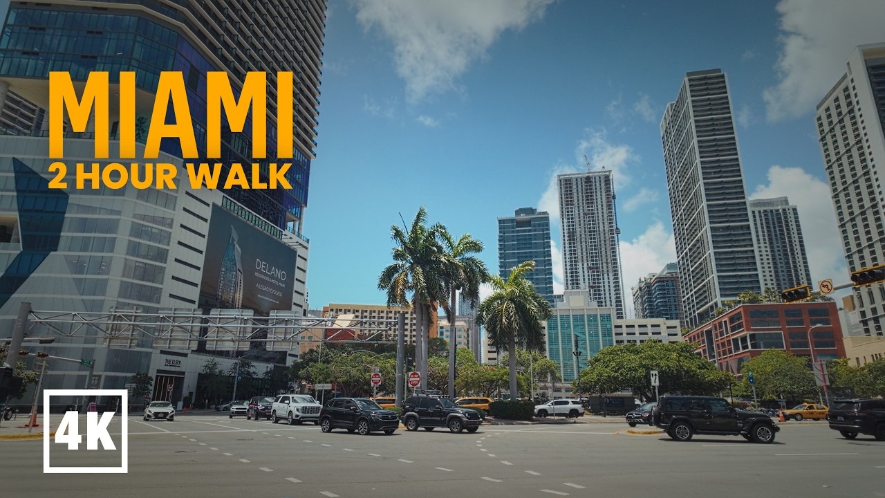 Miami Walking Experience 🌊 From Downtown to Beach via Water Taxi | Relaxing Cityscape Journey [4K]