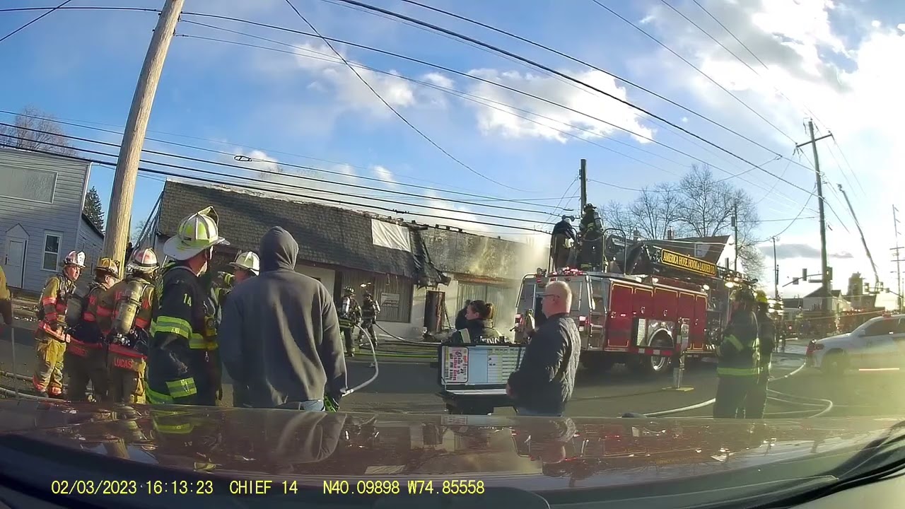 2-3-23 Cantilever Mansard Facade Collapse Bristol Pa *helmet cam*
