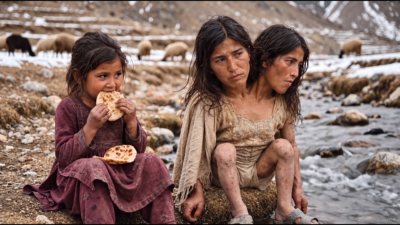 Daily Routine Village Life in Afghanistan Two-Headed Wife Cooks Rural Style Food for Her Poor Family