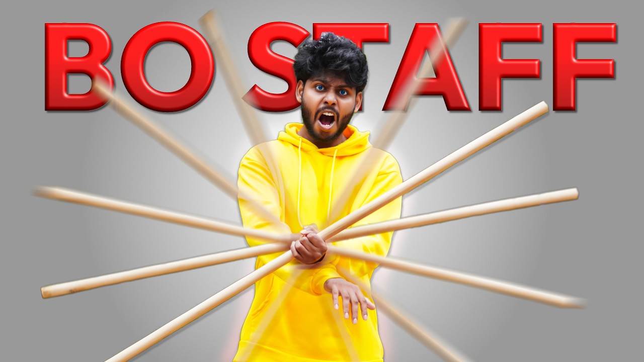 පොල්ල කරකෝගන්න දන්නවාද?😏😏|I try to learn BO STAFF with NO EXPERIENCE😯😯