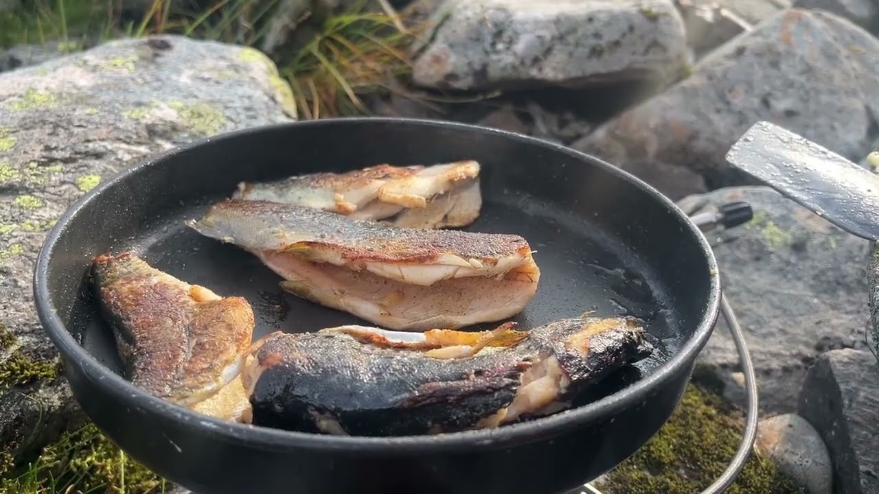 Father and son fishing trip to mountain lakes in Norway