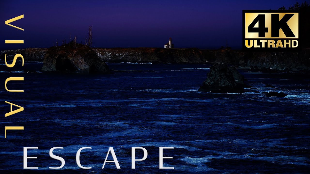 Sleep Sounds for 7 Hours - Peaceful Ocean Waves and Lighthouse in 4K