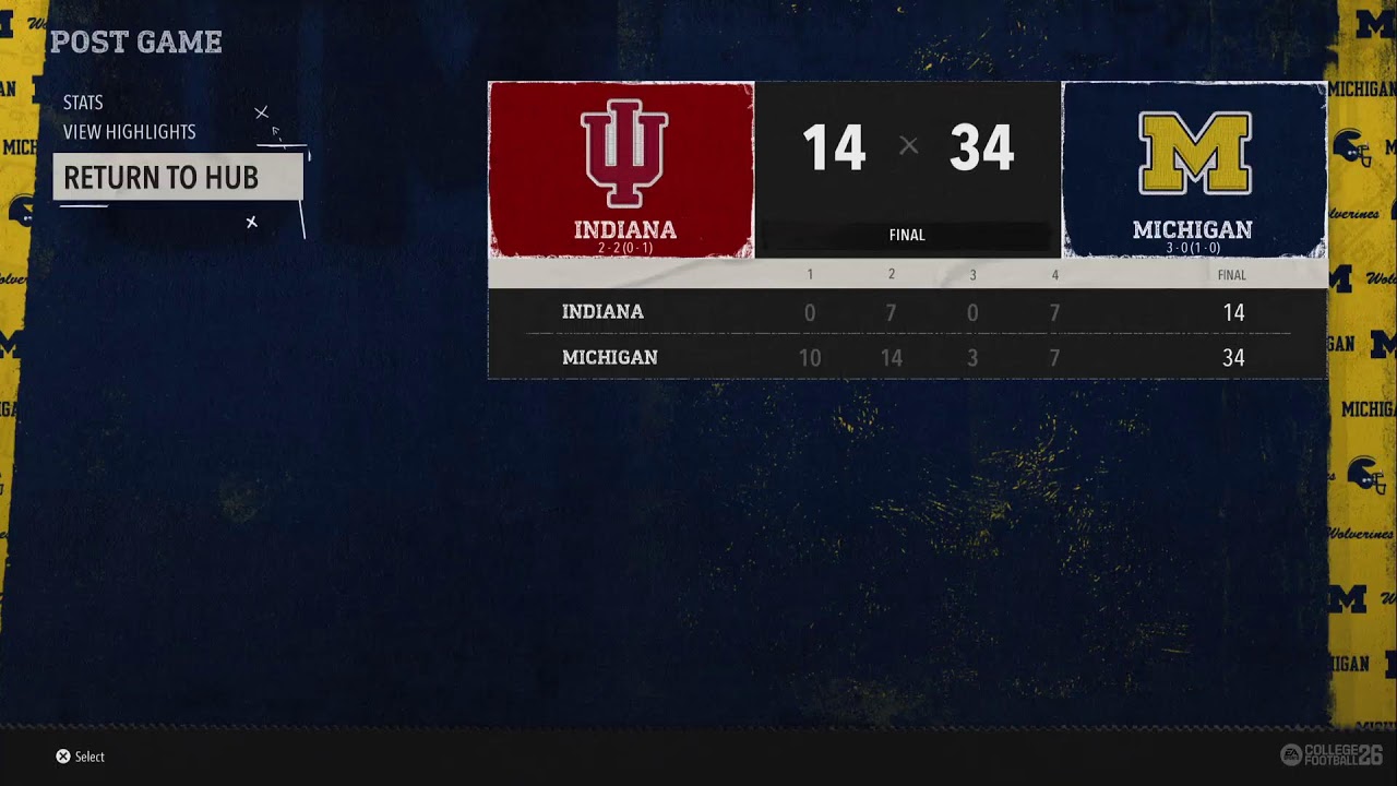 CFB26 AUSSIE SIM League Indiana Hoosiers at Michigan Wolverines