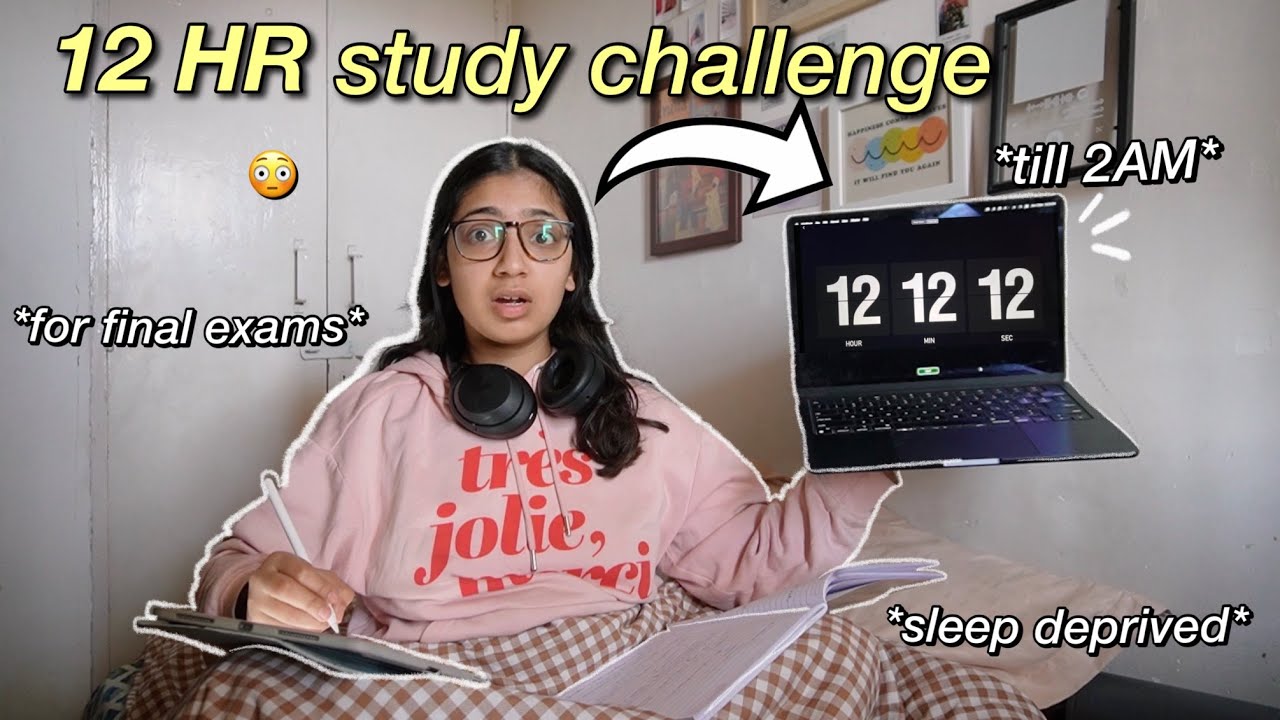 12 HOURS study challenge📚🎧!  studying for exams, library sessions, till 2am✨