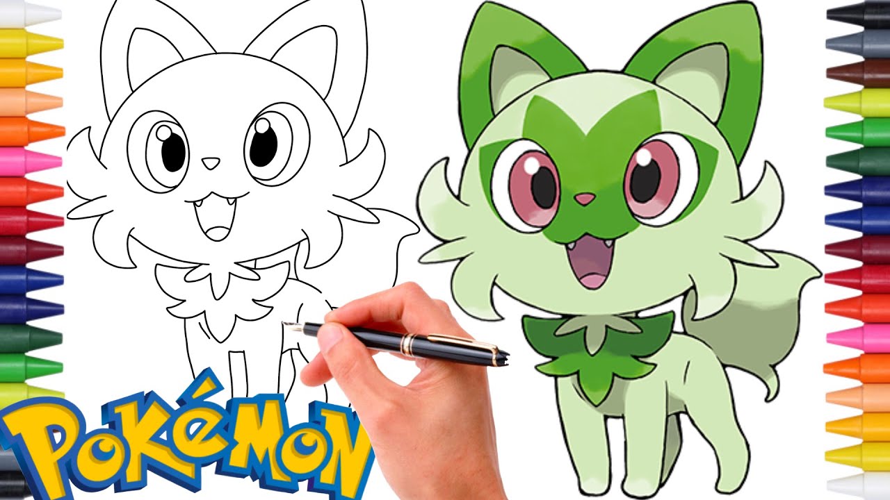 Comment Dessiner LE POKÉMON POUSSACHA (Sprigatito) FACILEMENT ! #906 | GÉNÉRATION 9