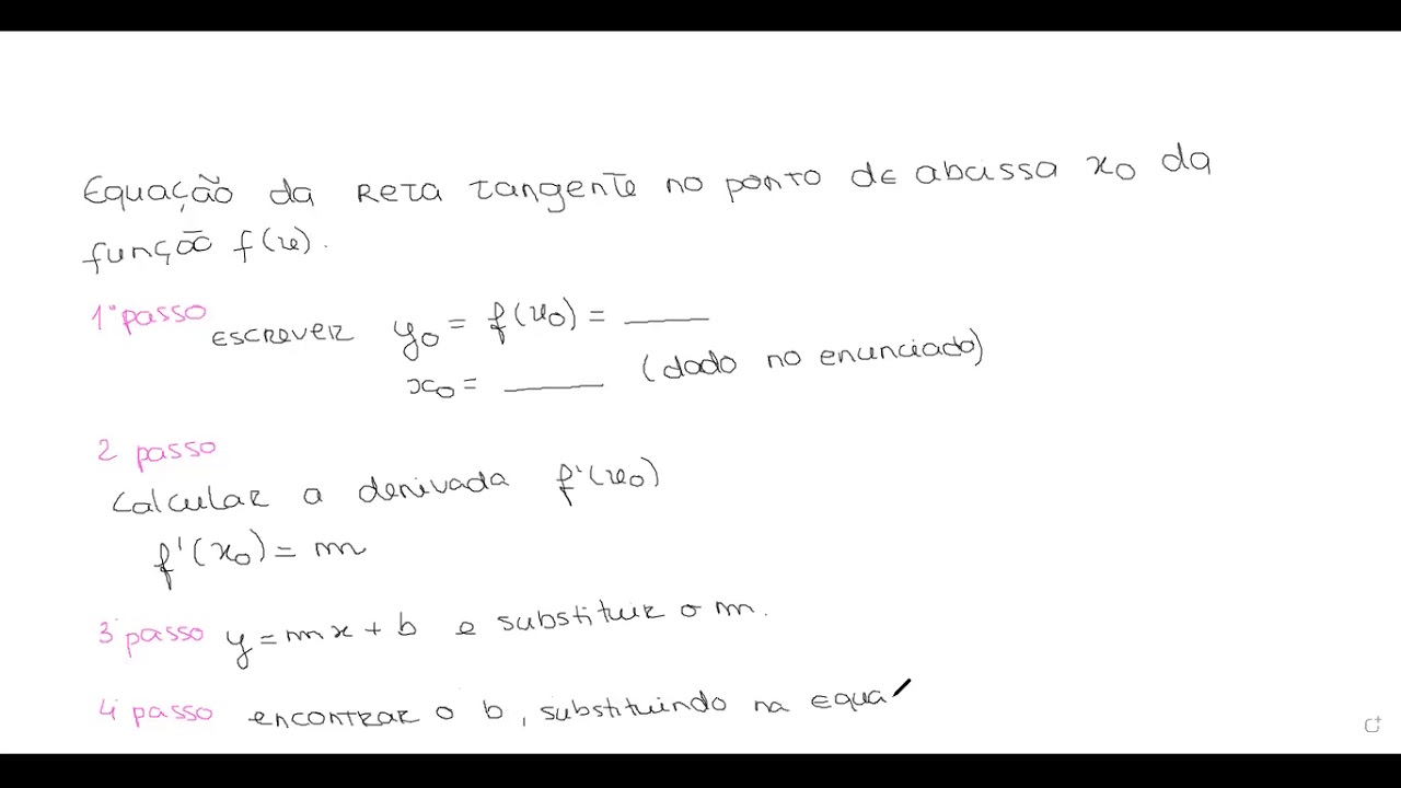 Equação da reta tangente num ponto