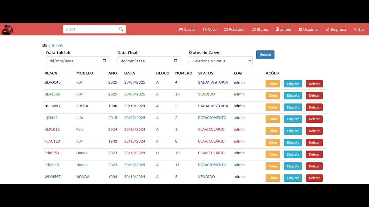 Sistema para CONTROLE DE CHAVES no Estacionamento Pátio ? Php Mysql