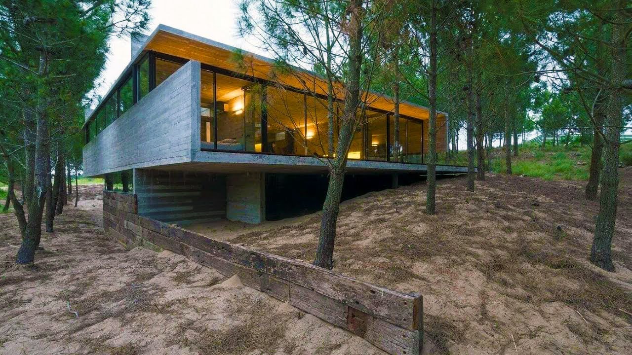 Casa L4 Модерновый бетонный дом расположен Пинамар, Аргентина, проект Luciano Kruk Arquitectos