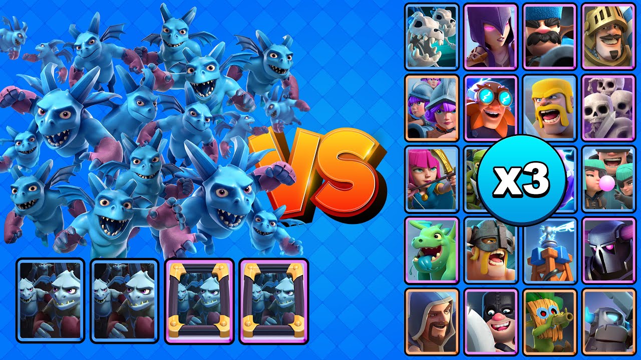 24 ESBIRROS VS TODAS LAS CARTAS X3 | Clash Royale