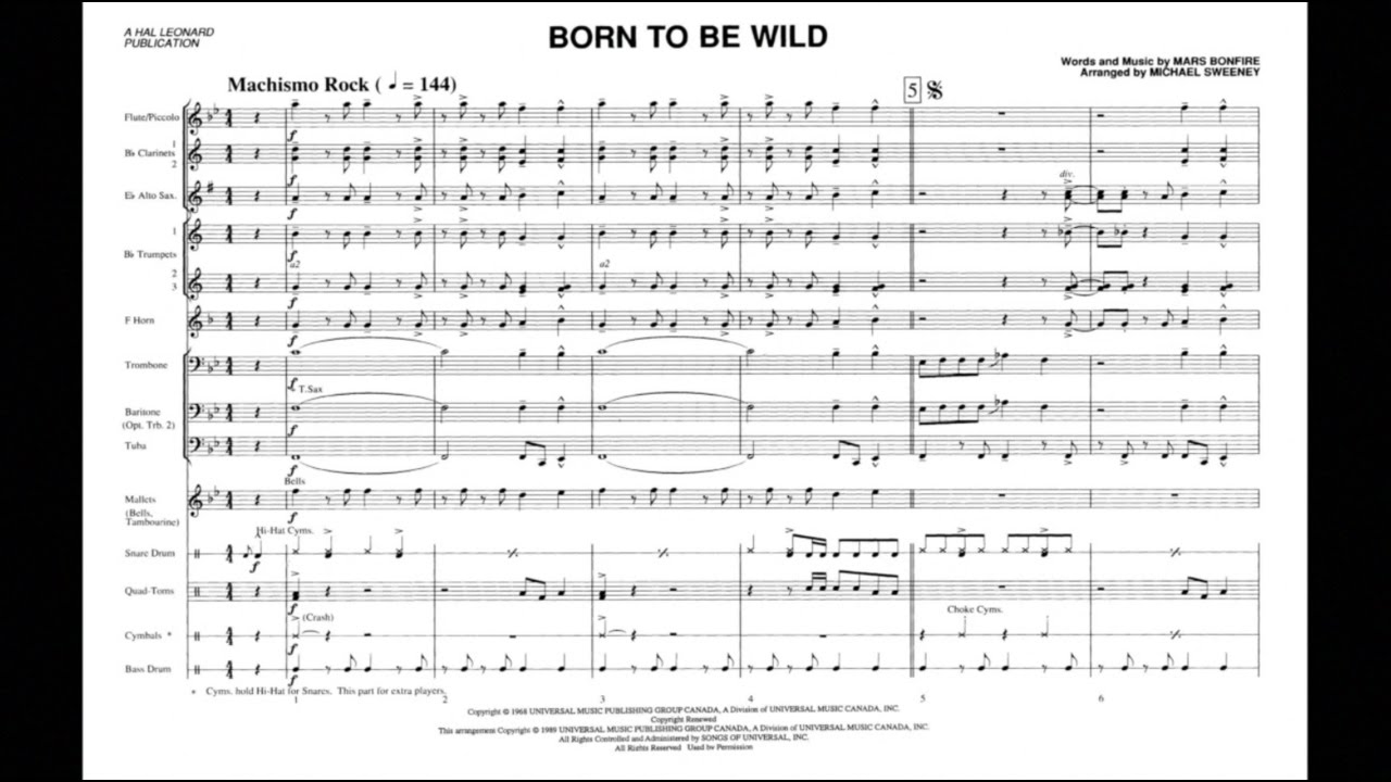 Born To Be Wild by Mars Bonfire/arr. Michael Sweeney