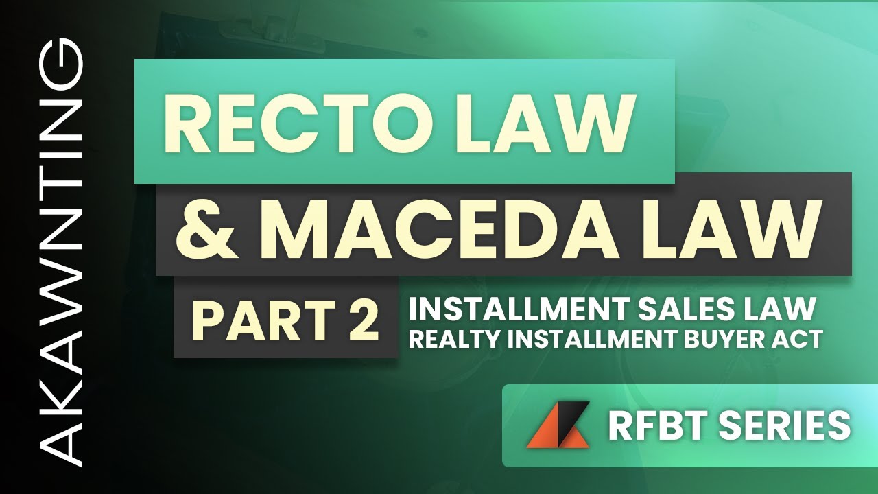 Recto Law and Maceda Law - Law on Sales