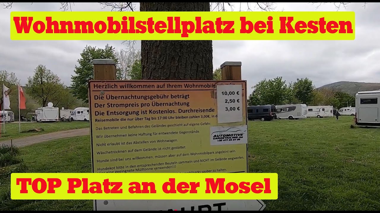 Wohnmobilstellplatz Kesten, toller Platz direkt an der Mosel zwischen Minheim und Bernkastel-Kues
