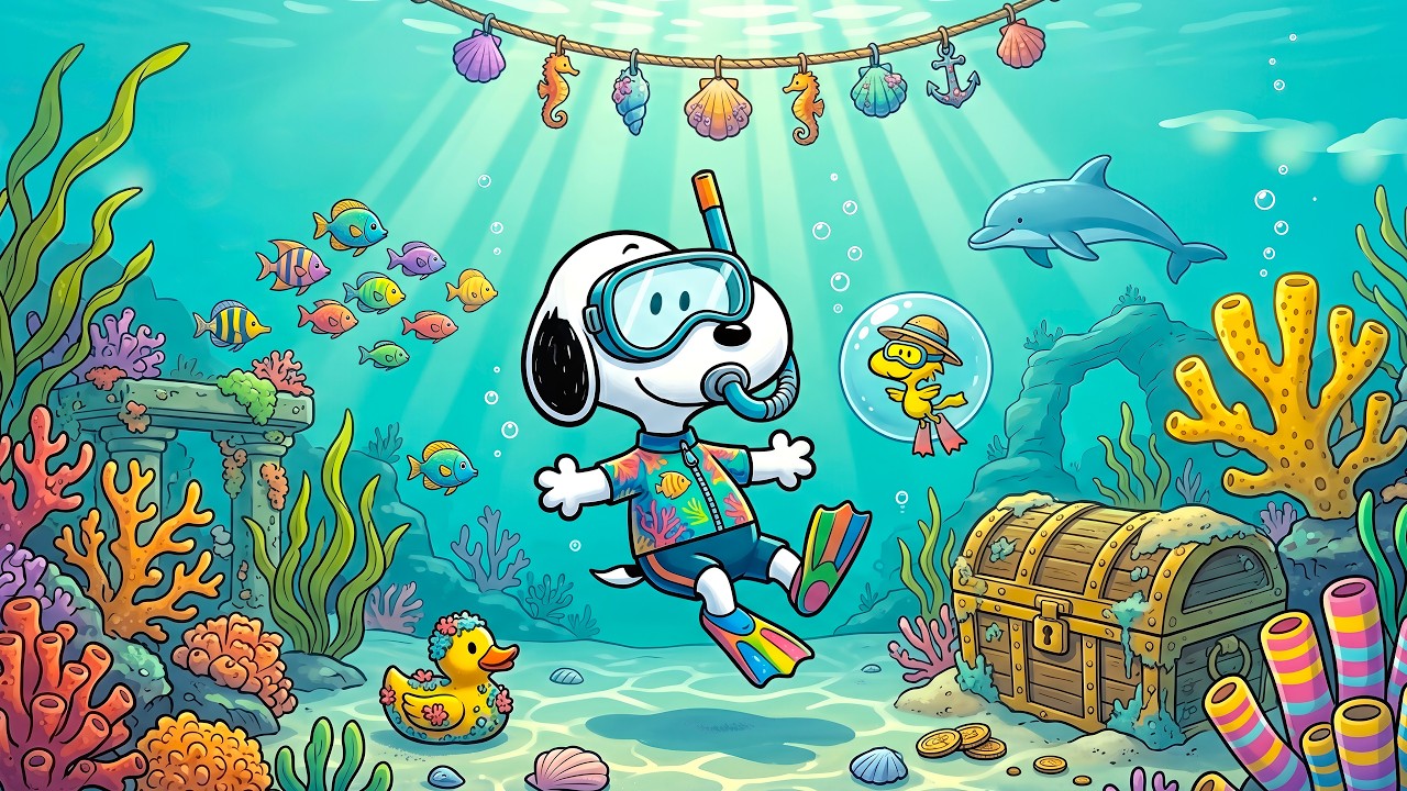 🌊 Snoopy's Underwater Scuba 🎷 Cozy Ocean Vibes & Relaxing Summer Jazz for Focus & Chill