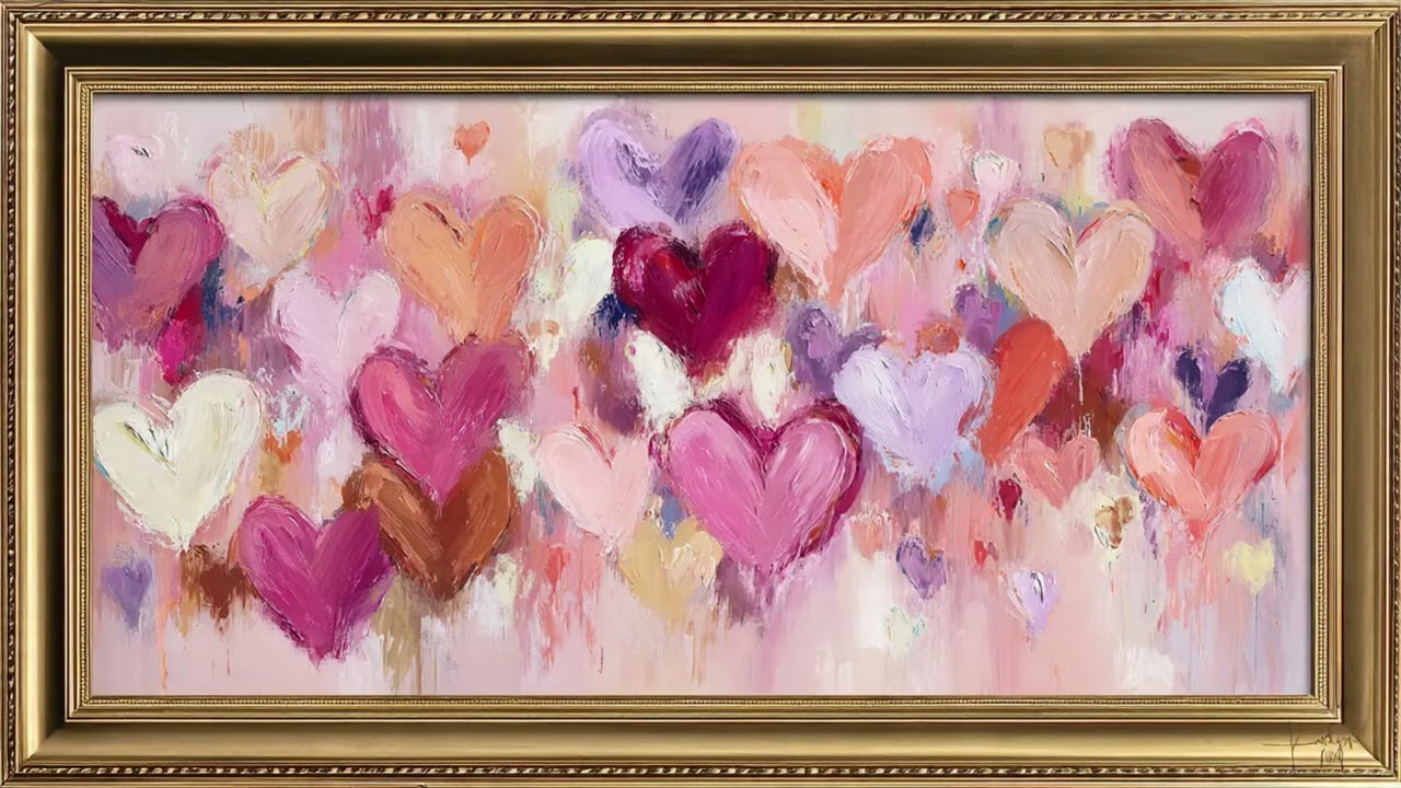 Valentine’s Abstract Hearts | Elegant Framed Art for Romantic Decor