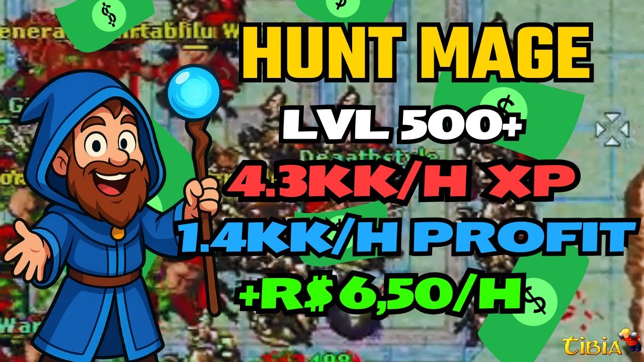 💰 Tibia Hunt Mage 500+ | Profit de 1.4kk/h e XP Monstra nos Girtablilus! 🦂
