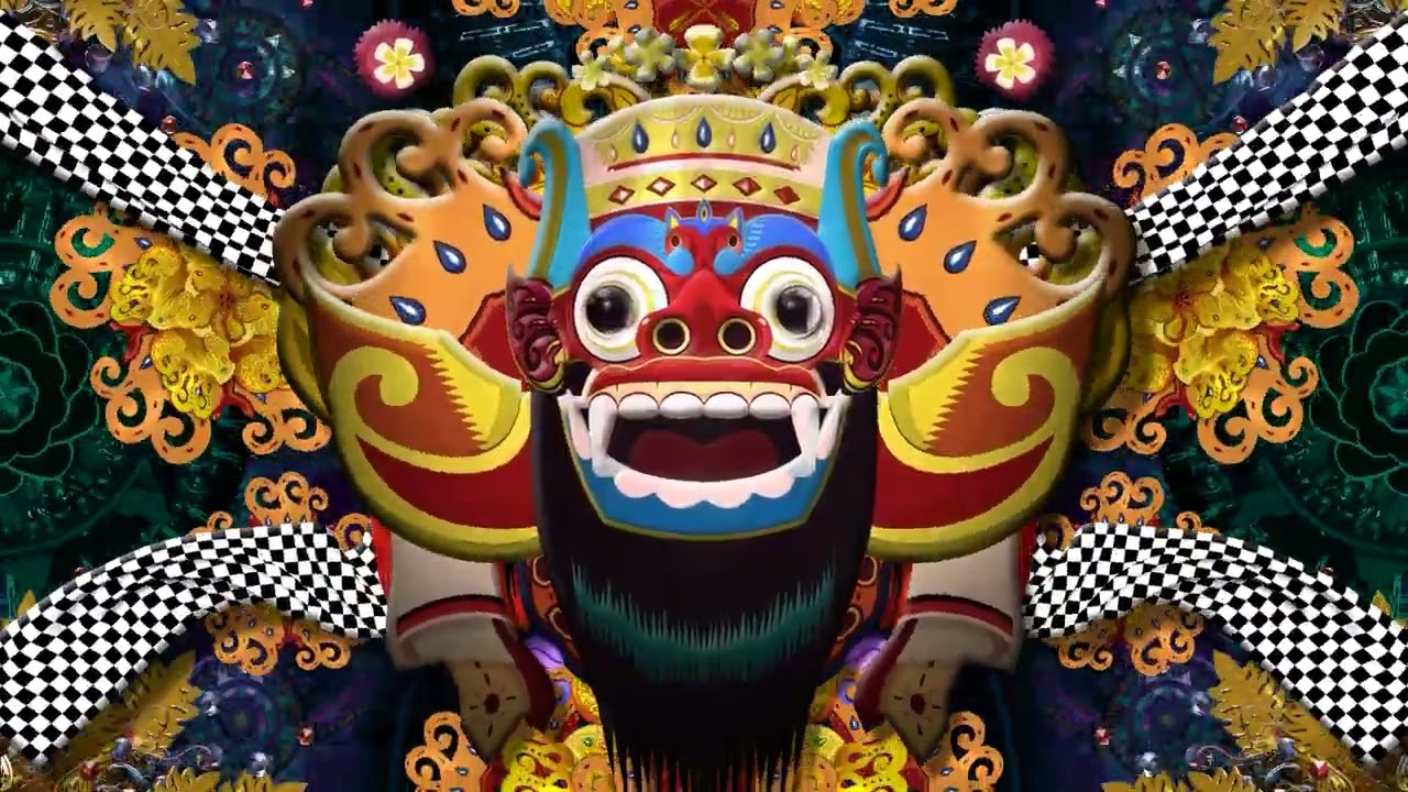 LED Bali Barong Mask Background VJ Loop Video | No Copyright Video | No Copyright Stock Video