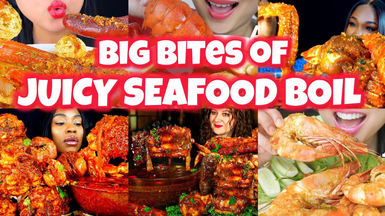BIG BITES of JUICY SEAFOOD BOIL 🔥🦀🦞🦐😋 ASMR Mukbang Compilation