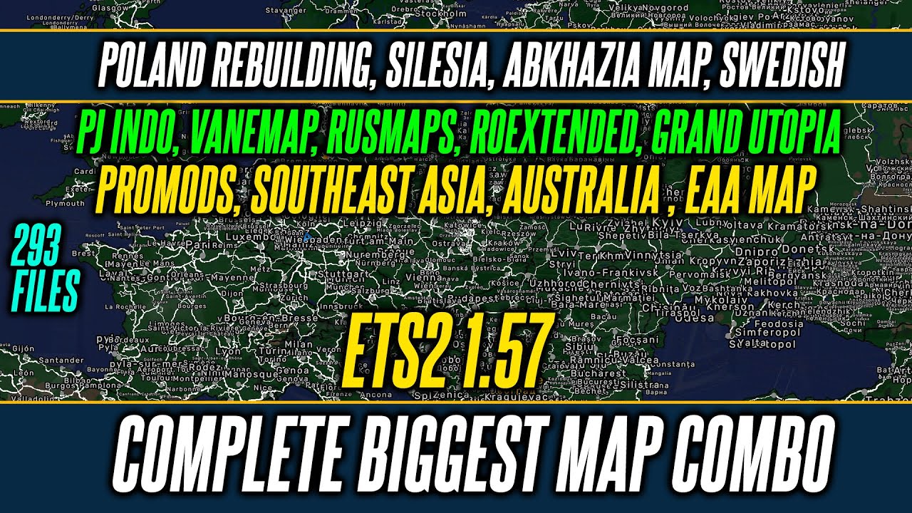 Полный набор карт для ETS2 1.57: восстановление Польши, Promods 2.80, EAA, Beyond, Юго-Восточная ...