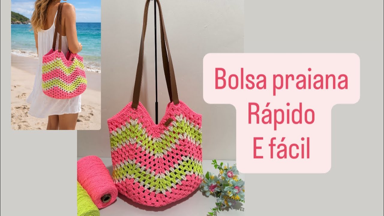 Bolsa praiana de crochê rápido e fácil passo a passo