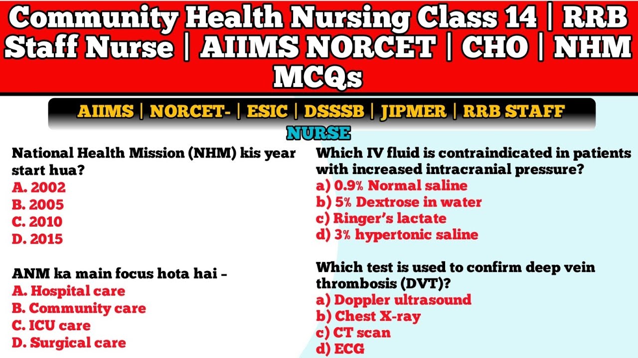 Jkssb staff nurses Community Health Nursing Class 14 | RRB Nurse | AIIMS NORCET | CHO | NHM MCQs