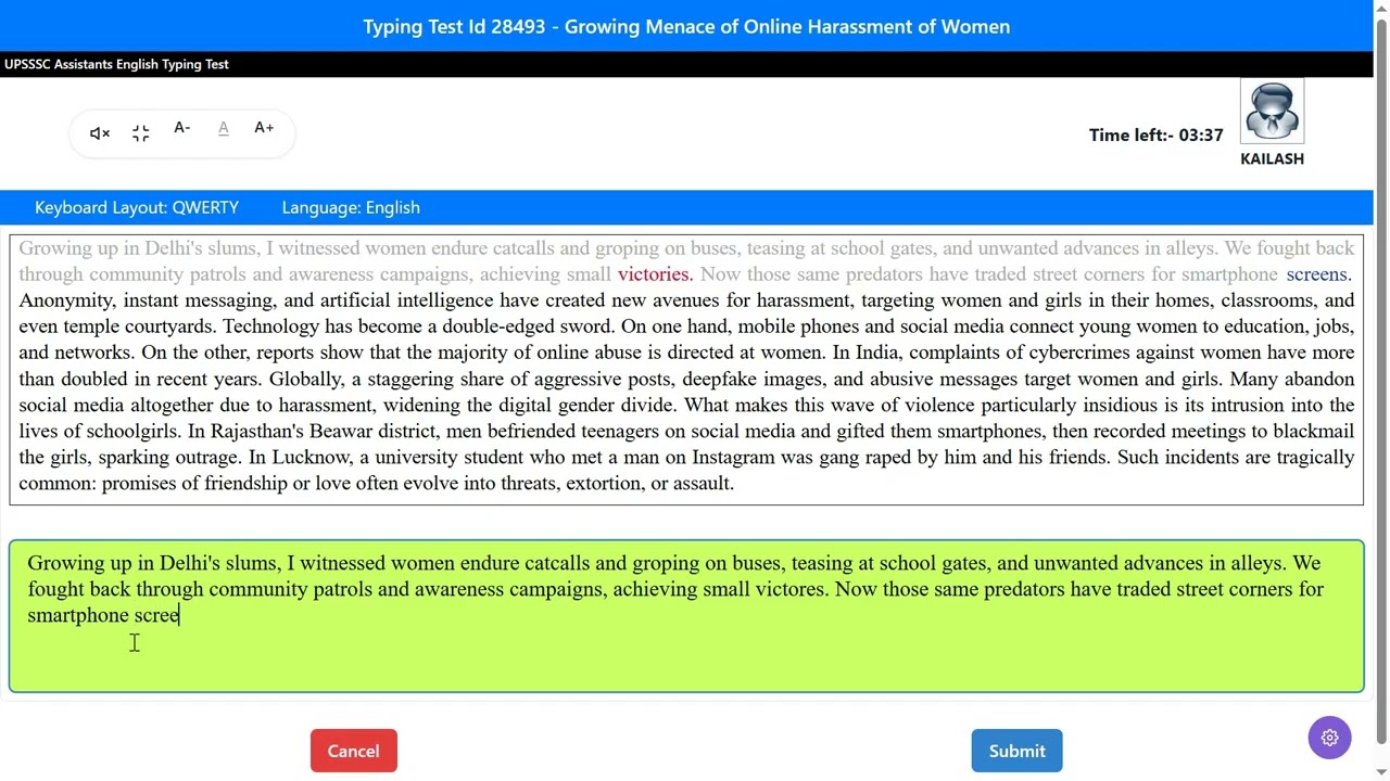 45WPM☠️ Upsssc Junior Assistant English Typing #upsssc #hindityping #sarkarinaukri #juniorassistant