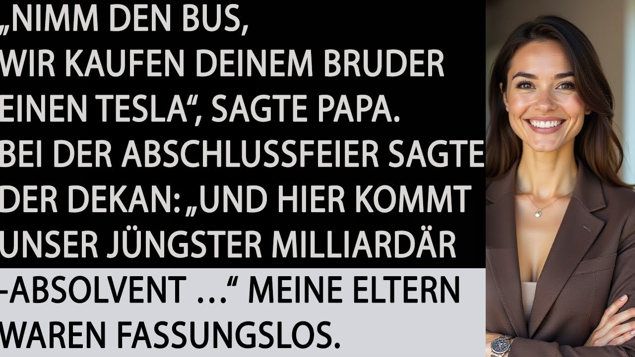 SIE LIESSEN MICH MIT DEM BUS ZUR ABSCHLUSSFEIER FAHREN – UND SCHENKTEN MEINEM BRUDER EINEN TESLA