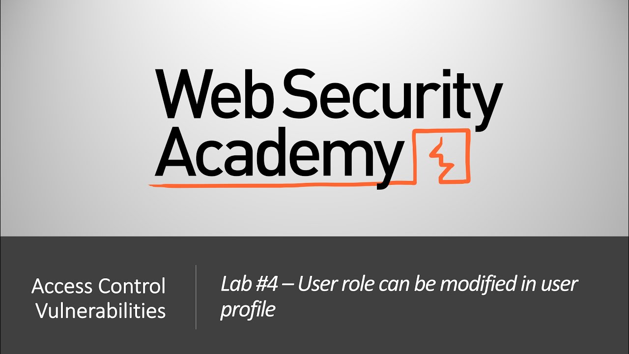 Broken Access Control - Lab #4 User role can be modified in user profile | Long Version