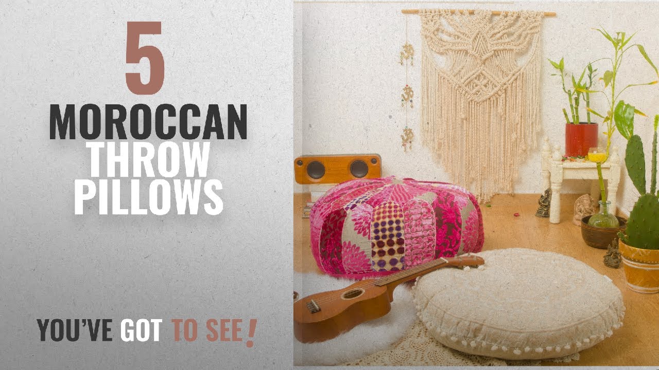 Top 10 Moroccan Throw Pillows [Winter 2018 ]: Bohemian Decor Moroccan Pouf Ottoman Cover 24x10