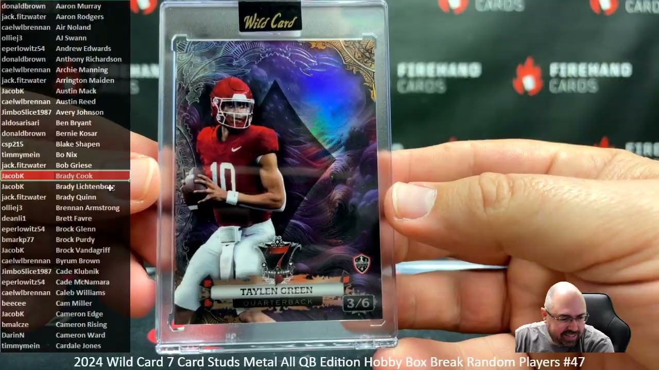 2/20/2026 2024 Wild Card 7 Card Studs Metal All QB Edition Hobby Box Break Random Players #47