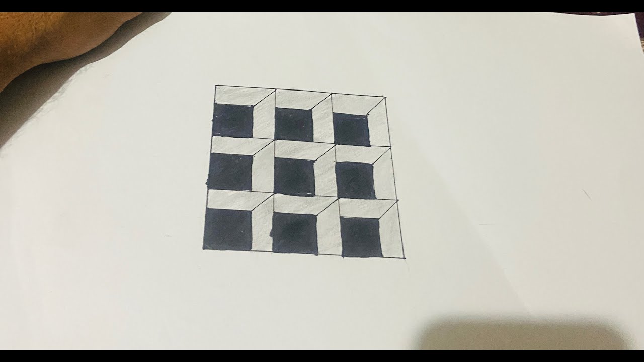 3D easy cube box - How to Draw3D Holes - 3D cube - Mr.Sakhiya_Art -simple drawing