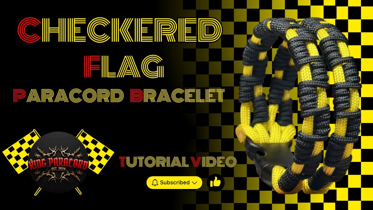Checkered Flag Paracord Bracelet Bold Black & Yellow Survival Gear #paracordbracelet #handmade #diy