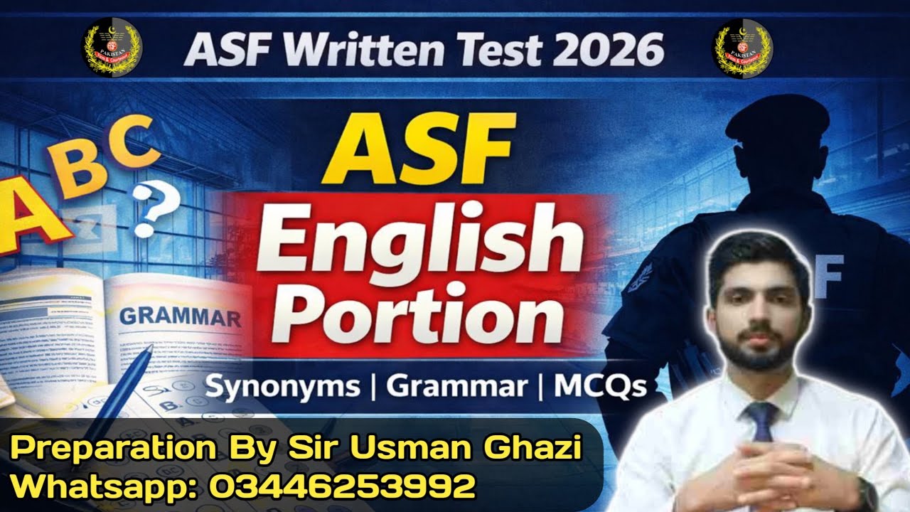 ASF Written Test English Portion Complete Guide 2026 | MCQs, Grammar, Vocabulary & Tips