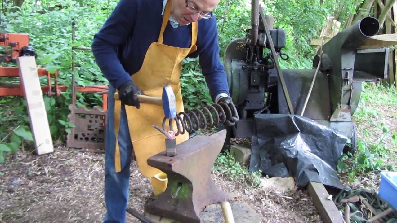 Making a Spoon Knife from an old car spring.