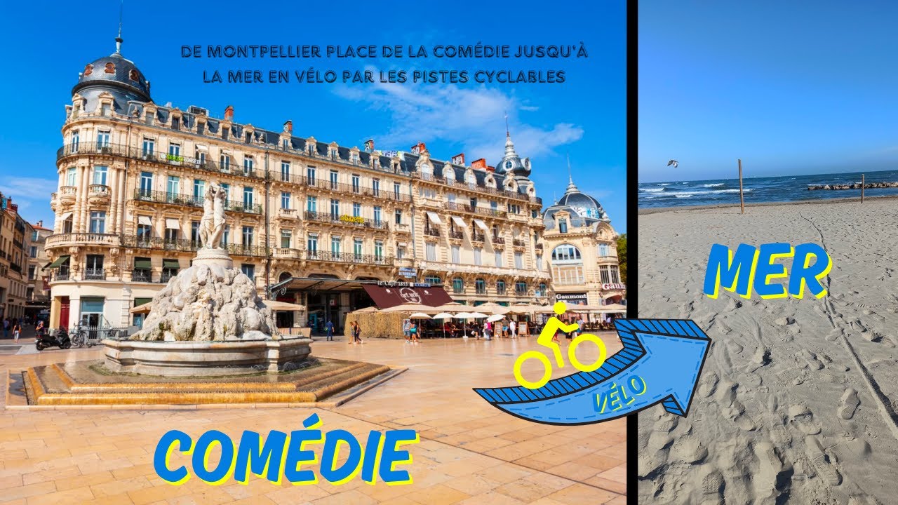 De Montpellier place de la comédie jusqu'à la mer en vélo par les pistes cyclables