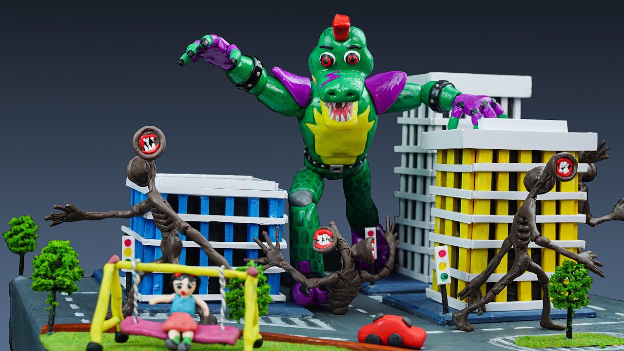 😱 Making GLAMROCK MONTY GATOR attacks Siren Head - FNAF Security Breach with clay