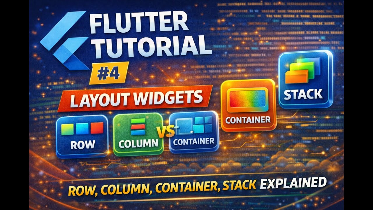 Flutter Tutorial #4 &ndash; Layout Widgets | Row, Column, Container, Stack Explained