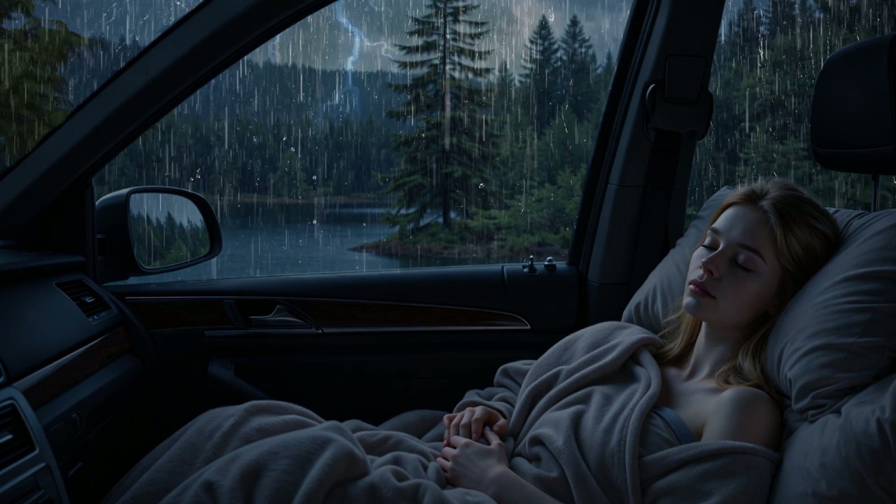 Heavy Night Rain on Car Roof 🌙 | Deep Sleep Rain Sounds for Relaxation & Stress Relief