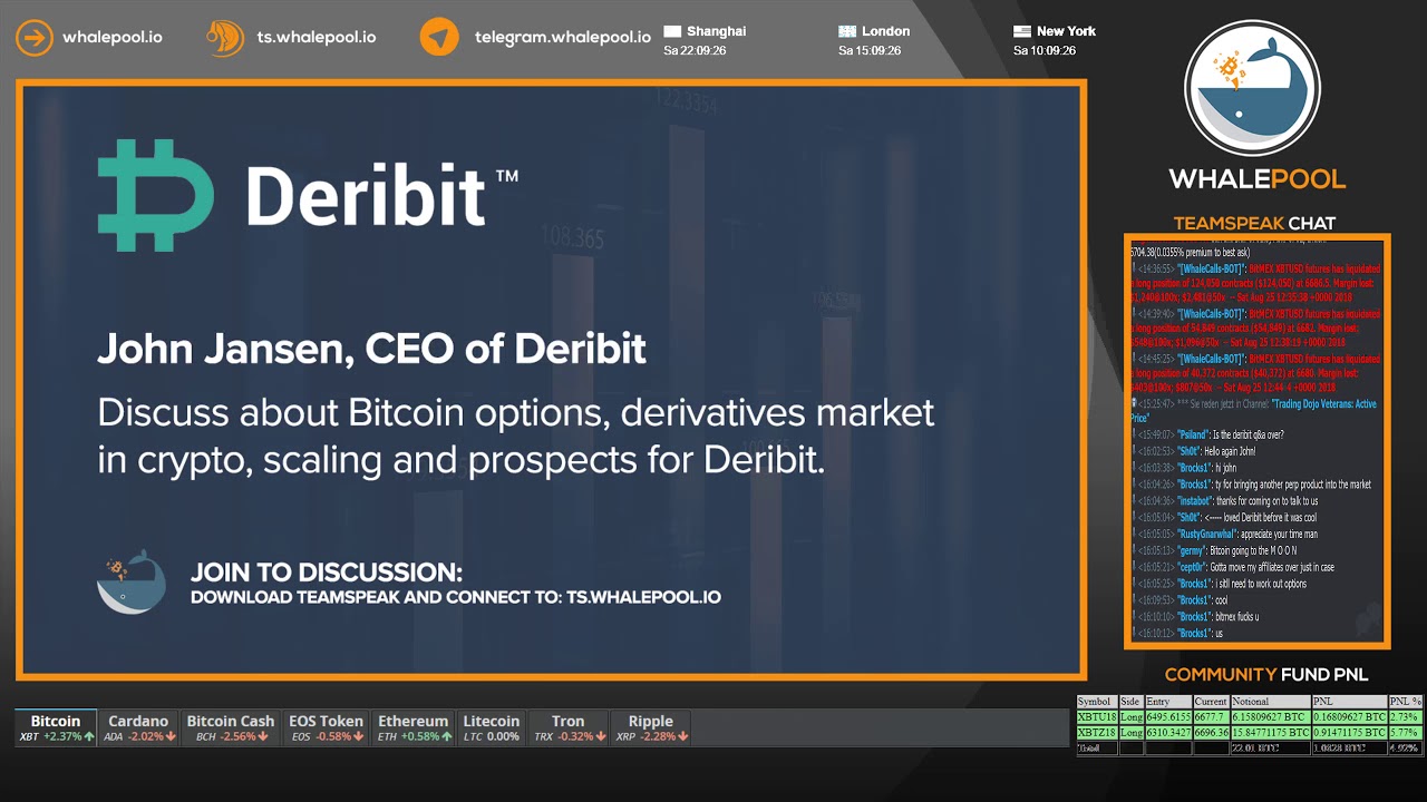 WhalePool Interview: Deribit CEO John Jansen introduces new Perpetual Swap Contracts aug/2018