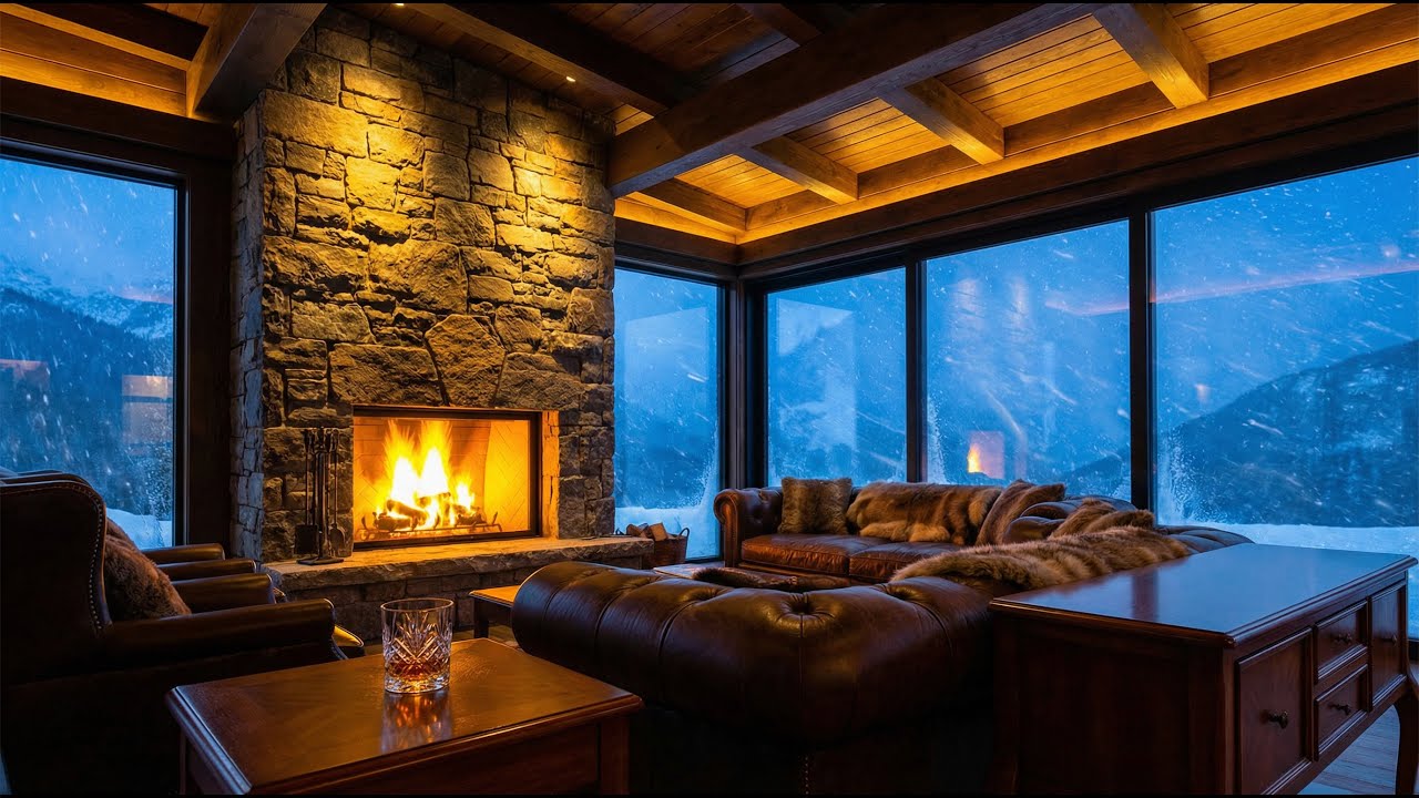 🔥 Winter Cabin Jazz Ambience ❄️ Jazz & Fireplace for Instant Relaxation