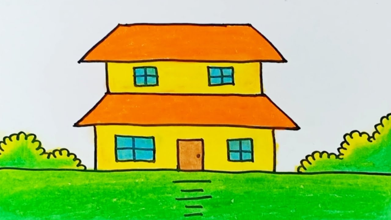 How to Draw a House Scenery Easy Step by Step |How to Draw House Easy