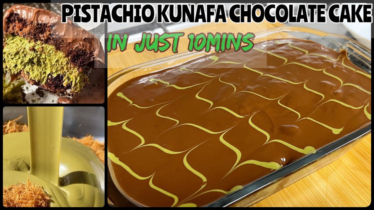 Dubai Viral Pistachio Kunafa Chocolate Cake in Just 10 minutes #cake #dubai #viralvideo