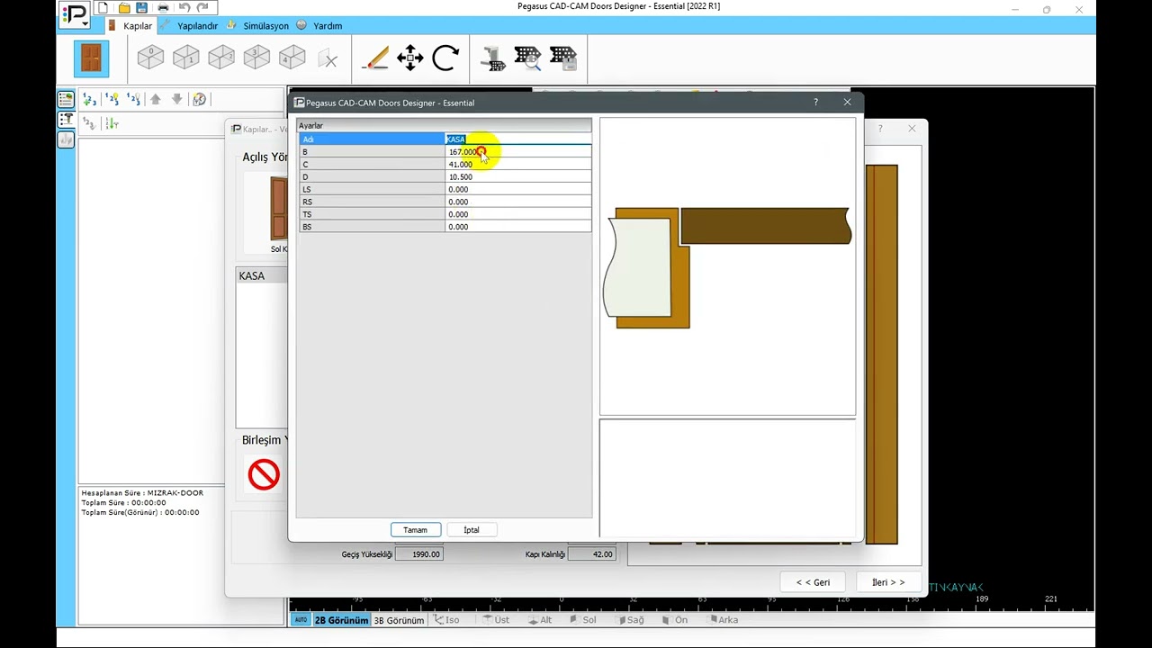 Pegasus CAD CAM Kapı Üretim Programı