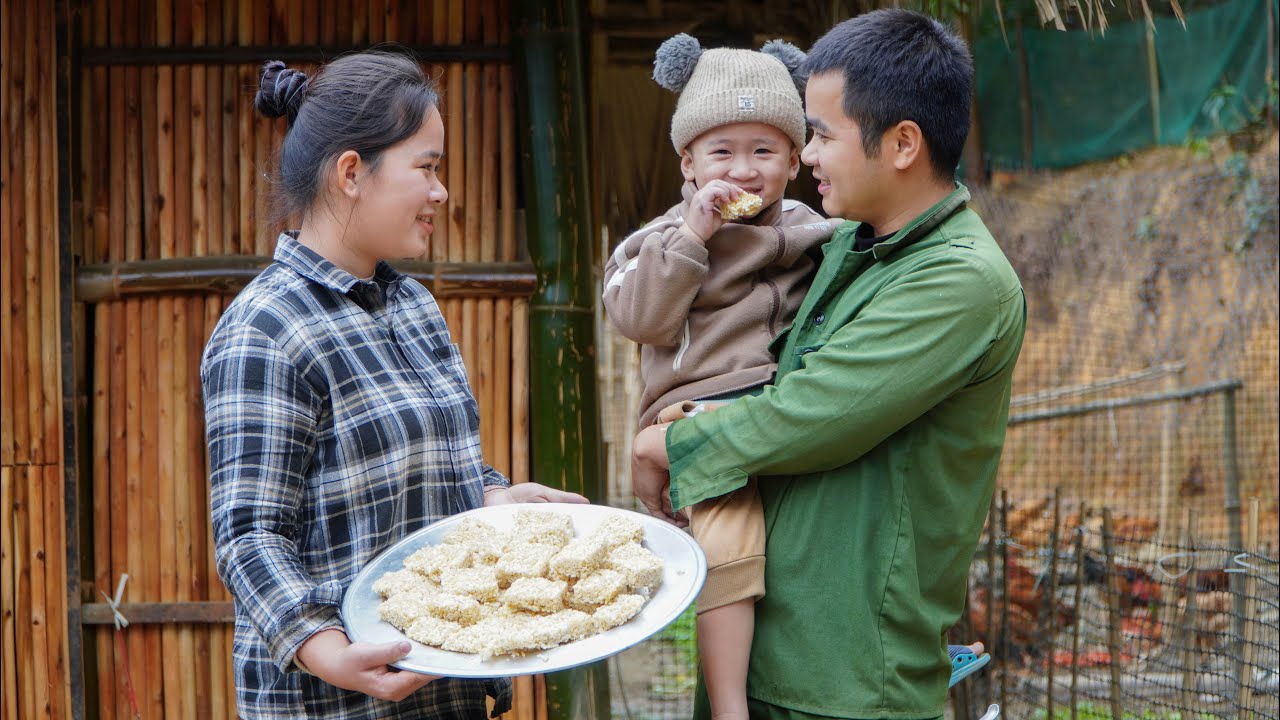 How to make popcorn with white rice. The joy of enjoying it with Bao An's family