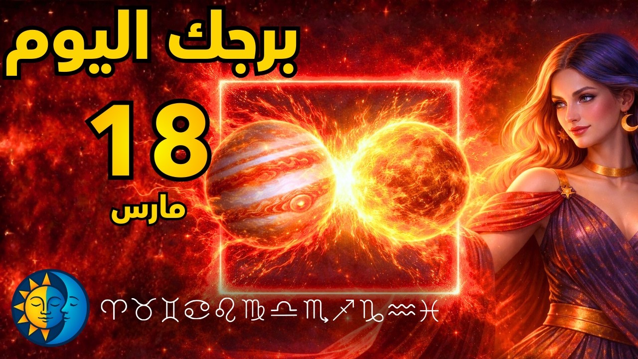 توقعات الابراج اليوم الاربعاء 18 آذار مارس 2026 🌙 مربع المشتري والزهرة!