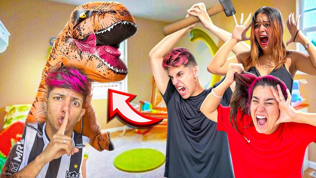 TROLEI TODOS DA MANSÃO COM UMA FANTASIA DE DINOSSAURO *Fui extinto ?